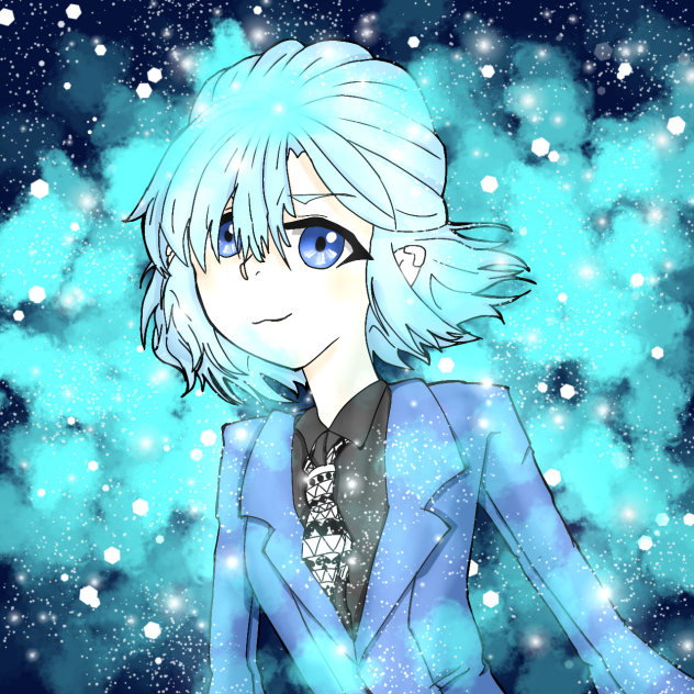 Blue hair girl with Blue suit
