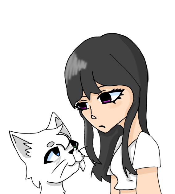 A girl and a cat