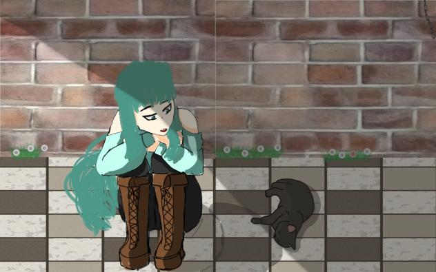 女の子と猫