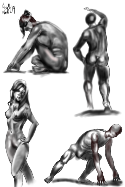 Practice of body posture and shadows