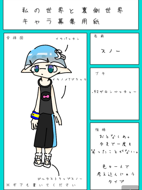 私の世界と裏側世界キャラ募集