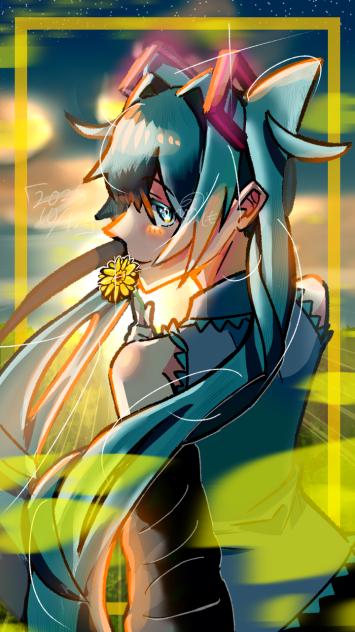 🌅夕陽と花🌼