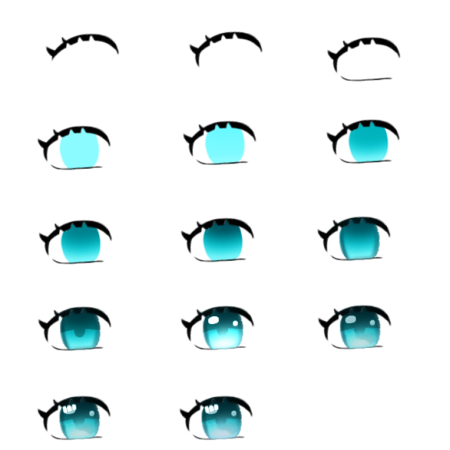 Proceso de los ojos que hago