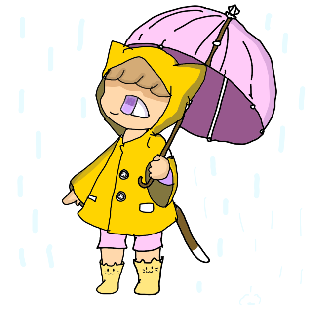 Cat girl with umbrella