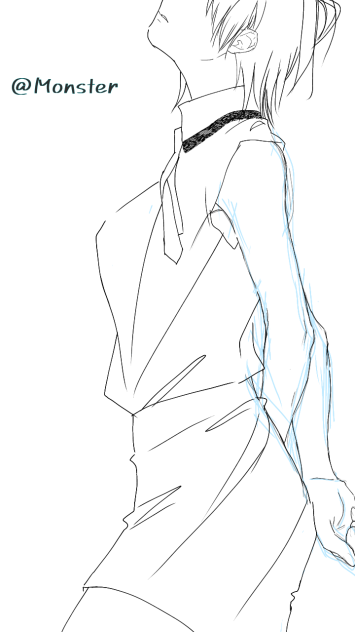 フリー線画⑭　らくがき