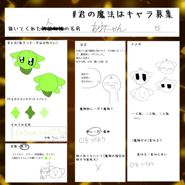 君の魔法はどんなもの？　キャラ募紙