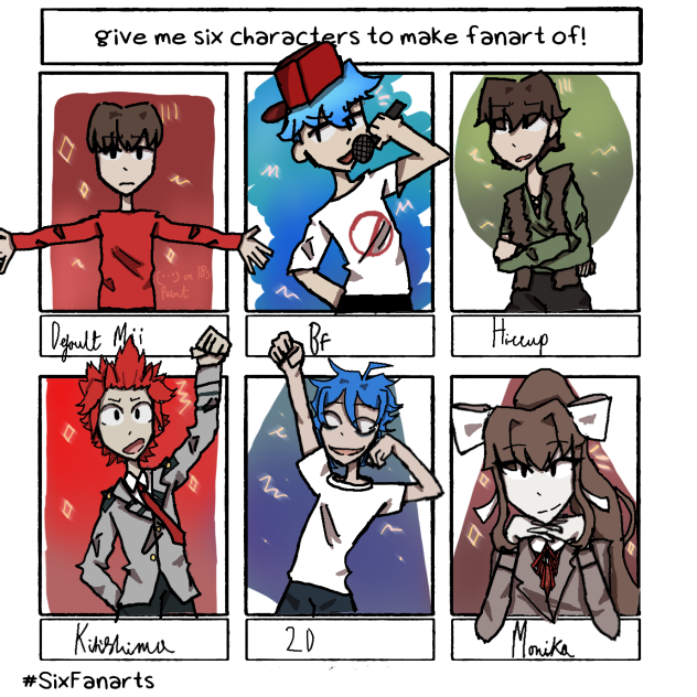 Give me 6 characters to make fan art of3