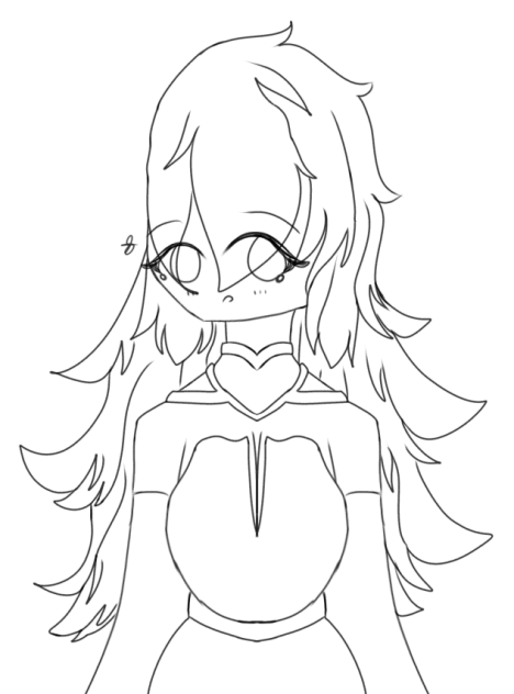 Beauty with Flowy Hair Lineart
