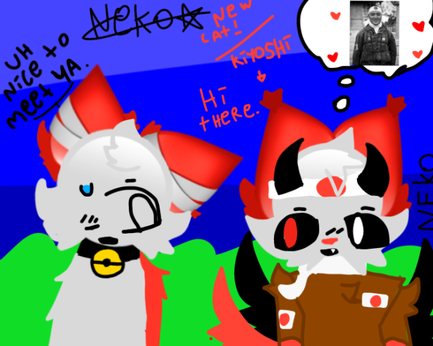Emoji cat Ocs meet.(fanart to axel)