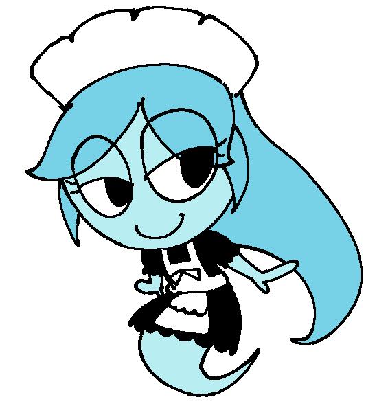 Connie wearing a maid dress