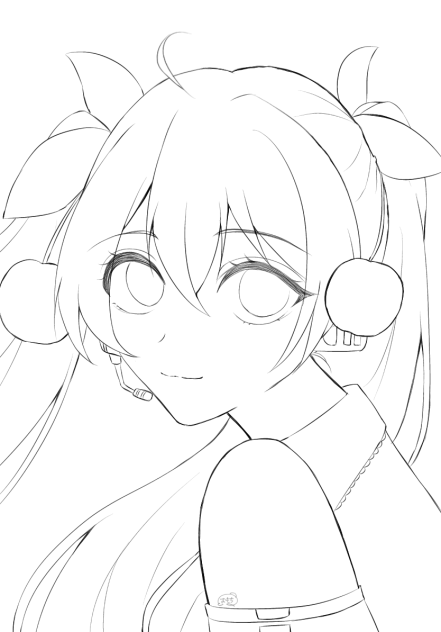 桜ミク　線画！！