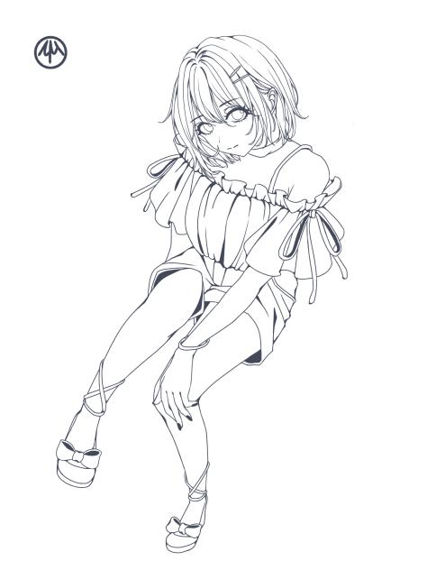 女子　弍　塗り絵
