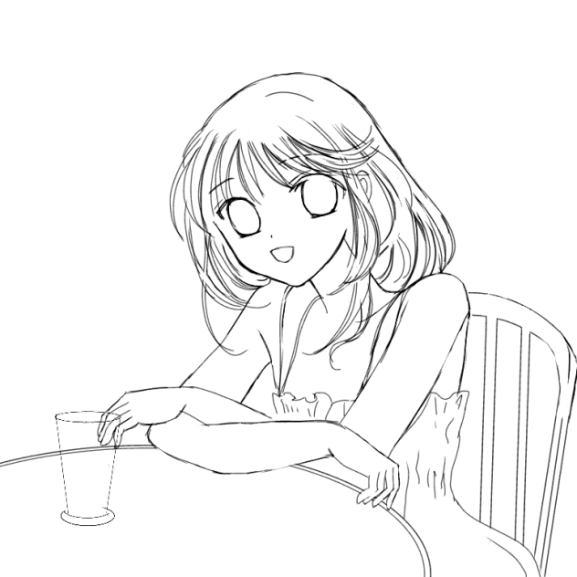 塗り絵、夏を満喫線画