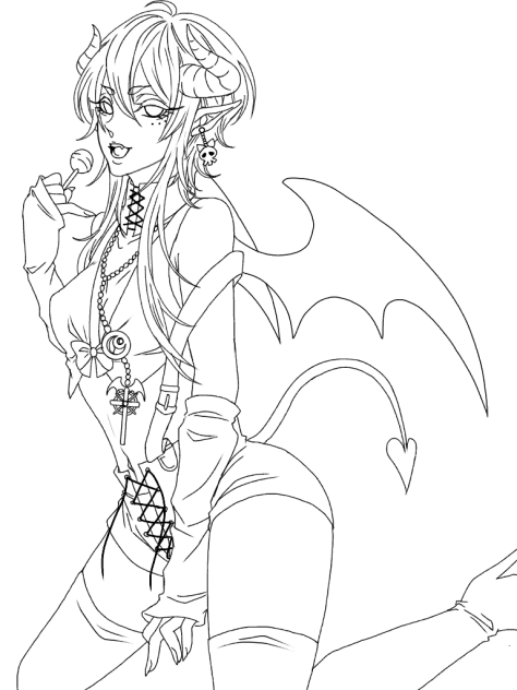 【線画】悪魔っ娘