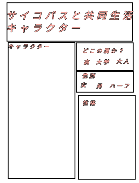 サイコパスと、共同生活キャラクター募集