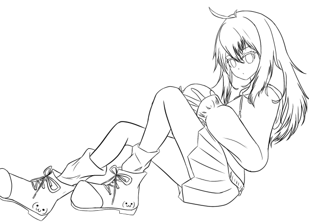 天然少女(線画)