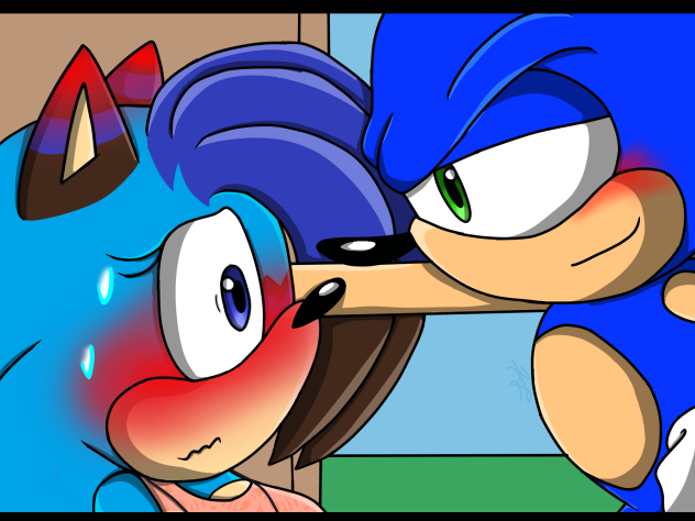 Sonic flirting with blue