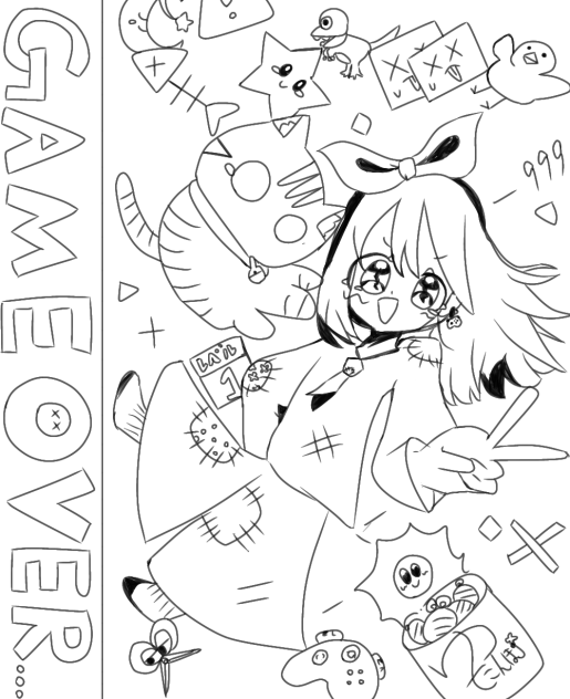 「GAME OVER…」塗り絵！