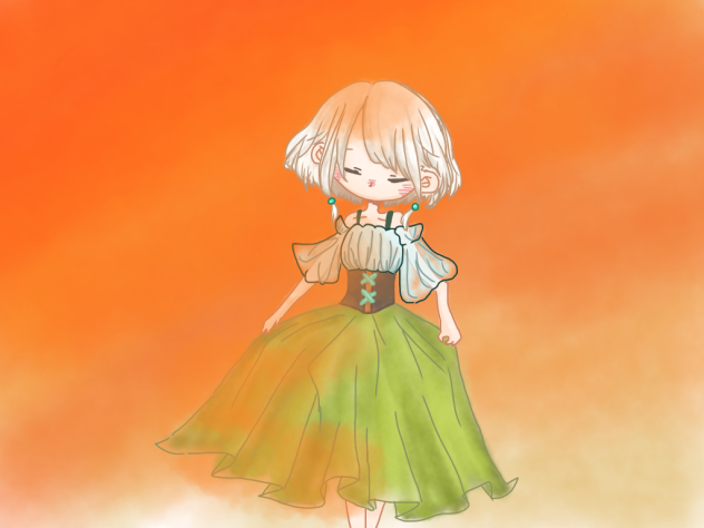 練習絵1 夕焼けと君