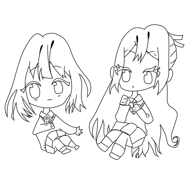 ももちゃん&遠井さん　線画