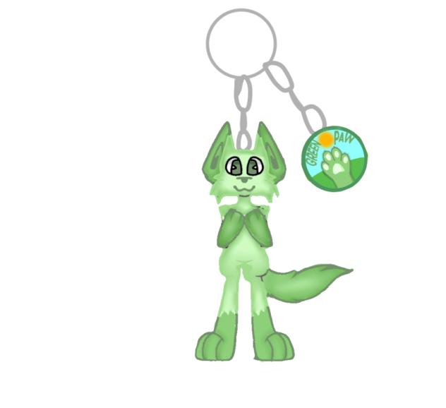 Green paw key chain