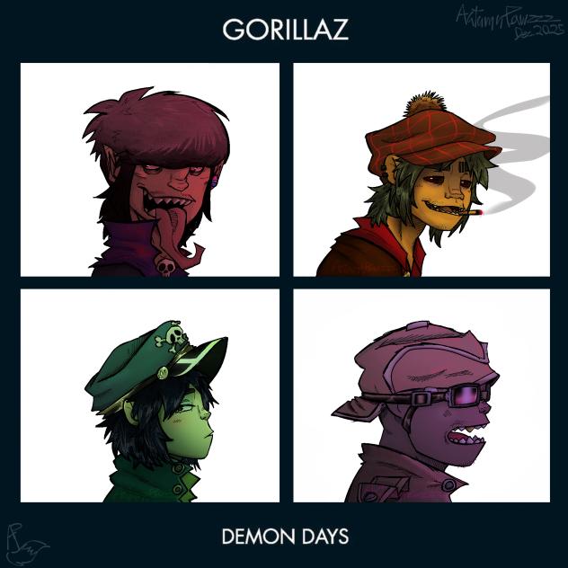 woahaoahh demon days alt cover redraw