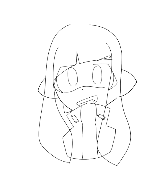 線画　イカ