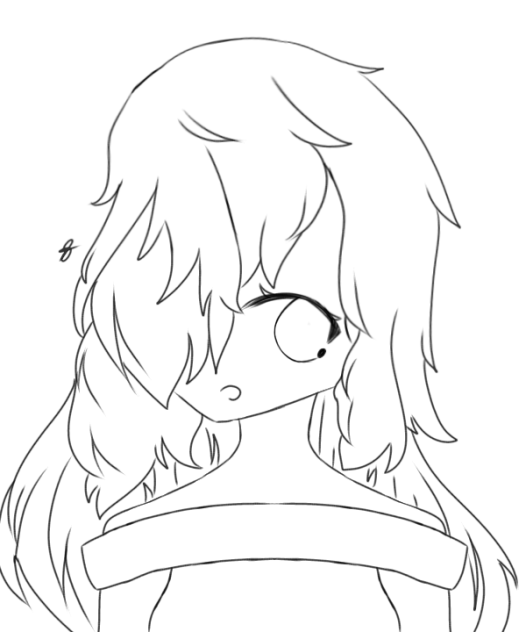 A Girl with One Eye Covered Lineart