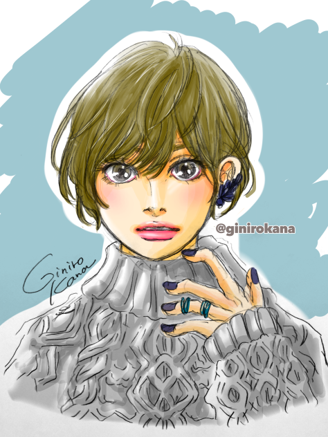 オリジナル美少女ニットボブヘアスタイル女の子
