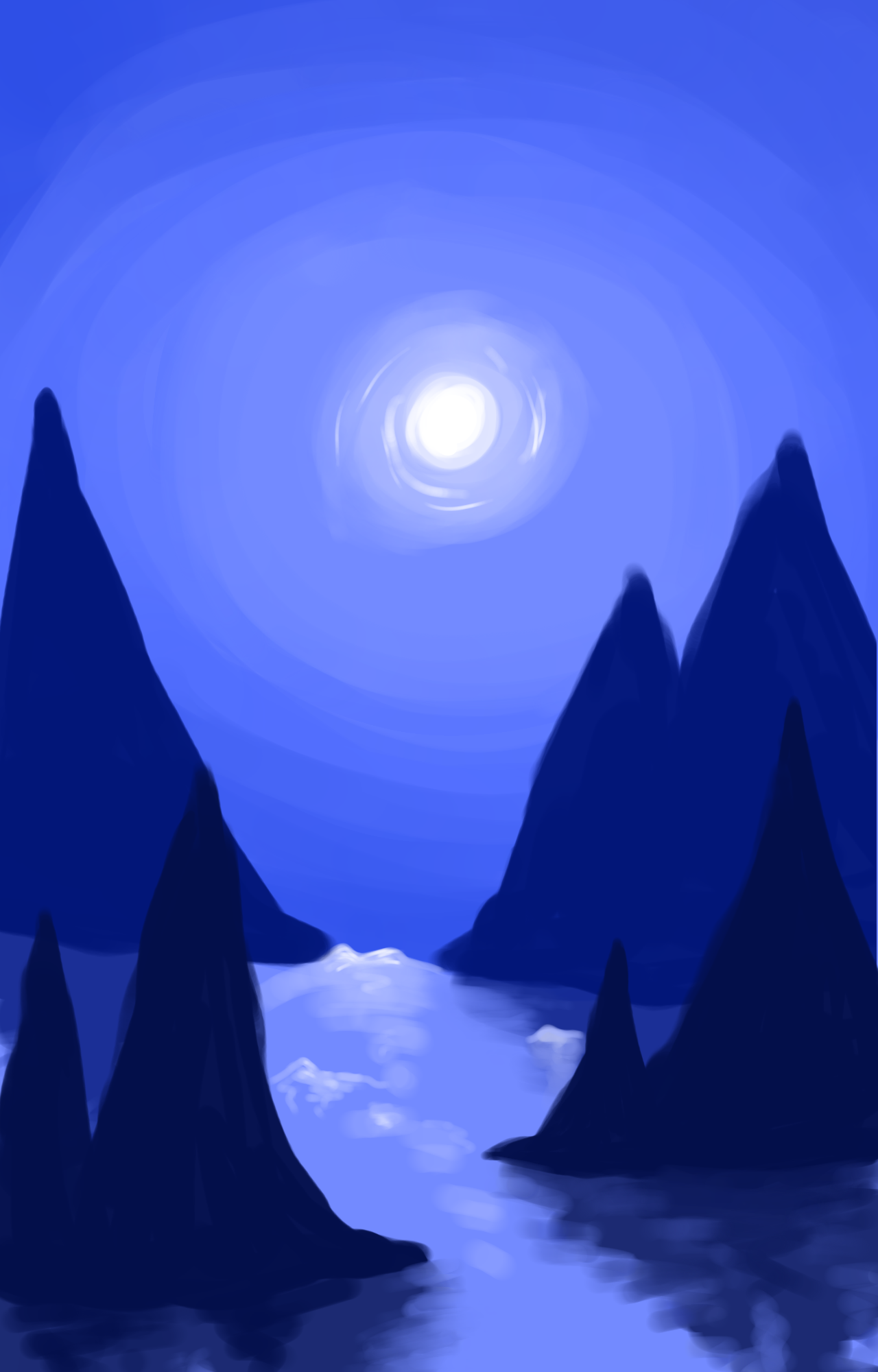 Mountains in the night - ibisPaint