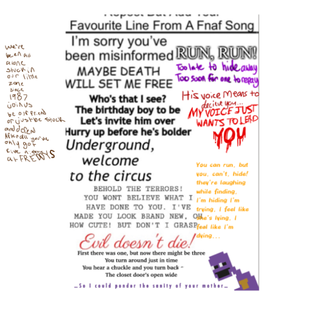 Favorite fnaf song line