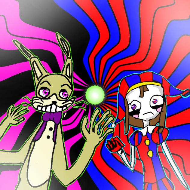 Glitchtrap and Pomni