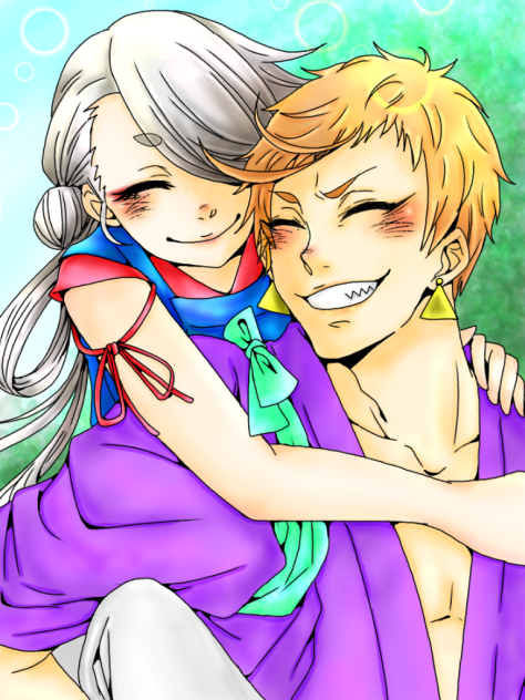 岩融と今剣 線画 塗らせていただきました