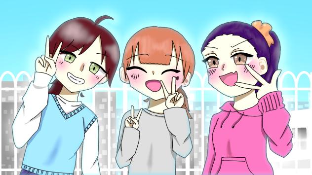 卒業前に撮った友達との写真のイラスト