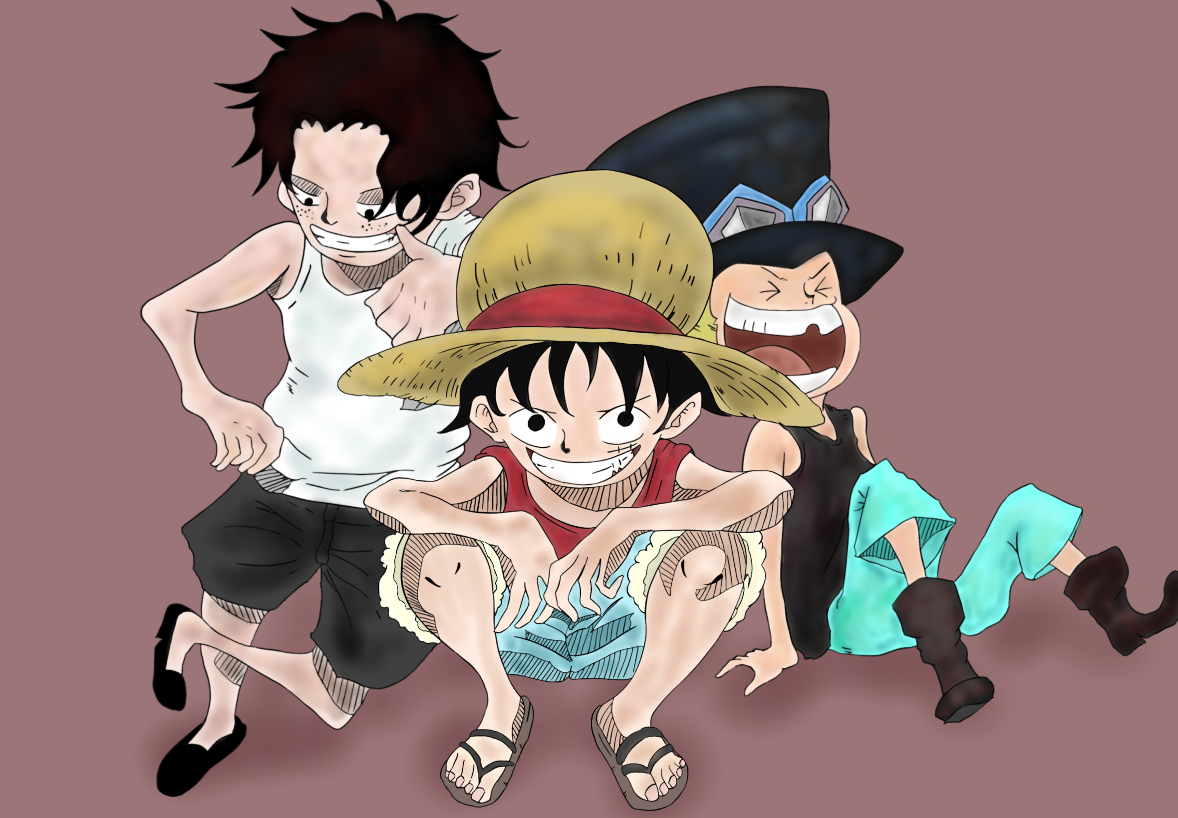 ワンピース ルフィ サボ エース 幼少期 輩 缶バッジ ONE PIECE