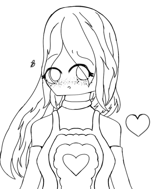 Beautiful Confused Girl Lineart