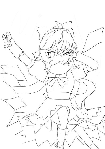 チルノ線画！！（デジタル9回目）修正番