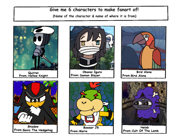 I'm bored give me characters to draw END