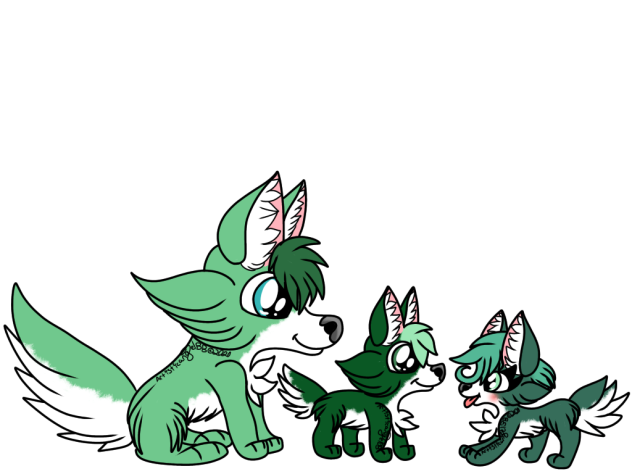 Green Dog Dad And His Pups