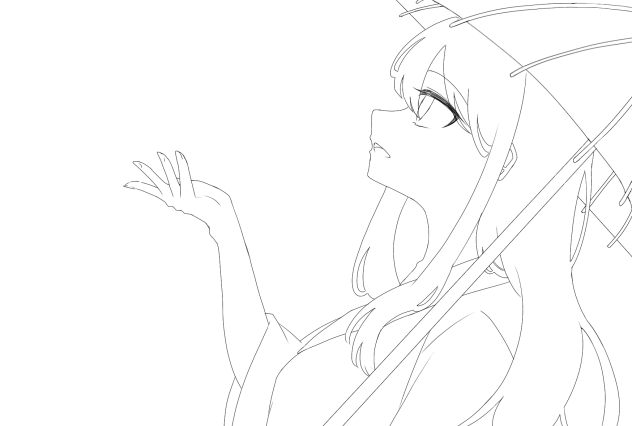 黄昏空が華やいて(線画)