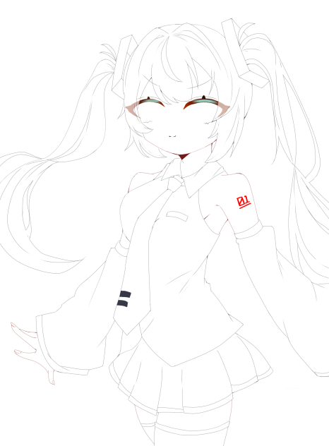 初音ミク💙💚線画