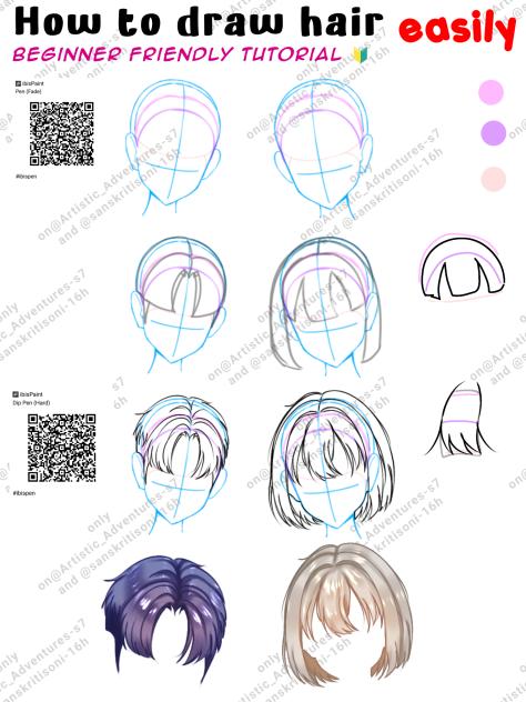 How to draw anime hair