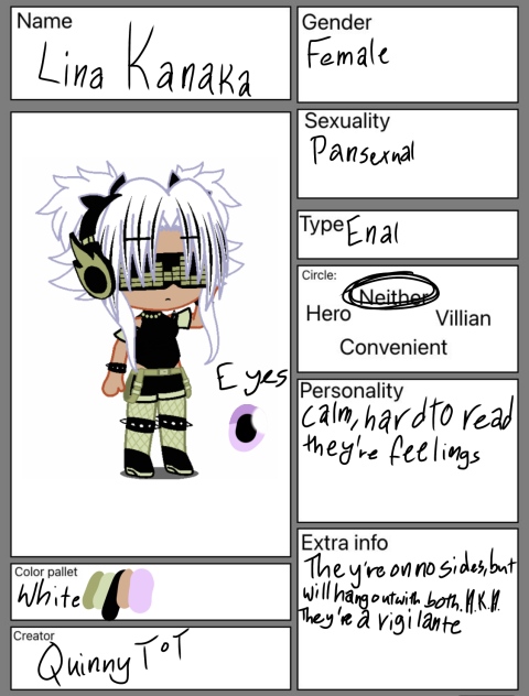 Villains char sheet