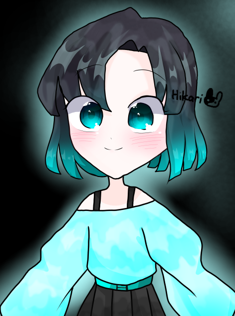 Cyan anime🖤 glow - ibisPaint