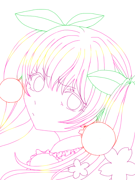 線画(桜ミク)3