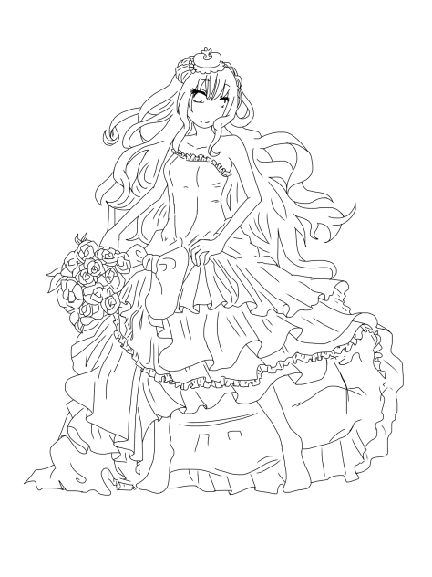 花嫁 線画 塗ってください