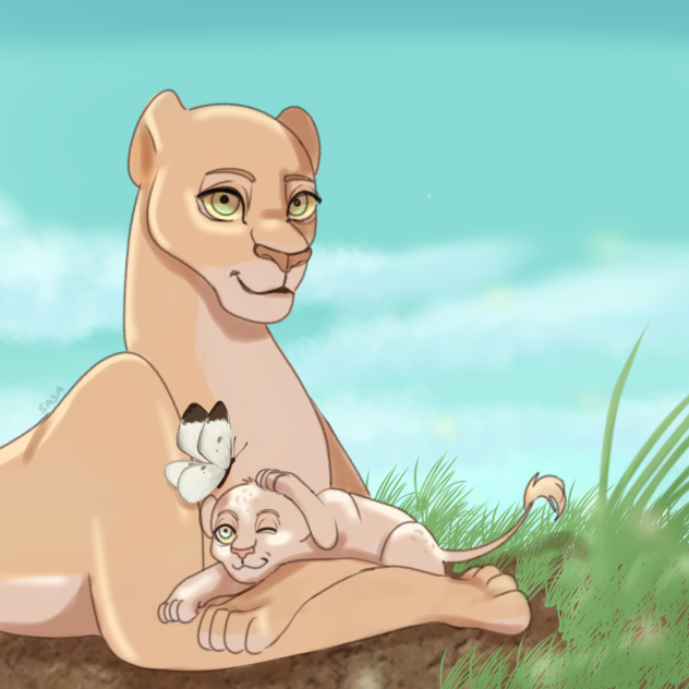 Lioness And Her Cub