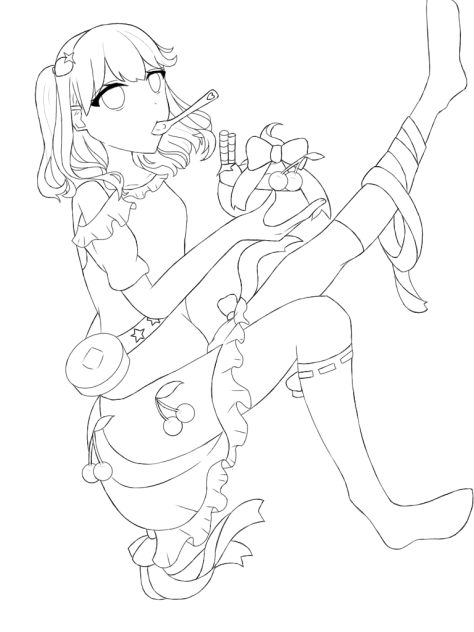 スイーツ　線画