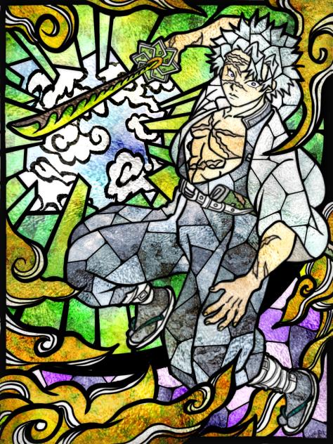鬼滅の刃 不死川実弥ステンドグラス風 - ibisPaint 鬼滅の刃 不死川実弥ステンドグラス風 - ibisPaint