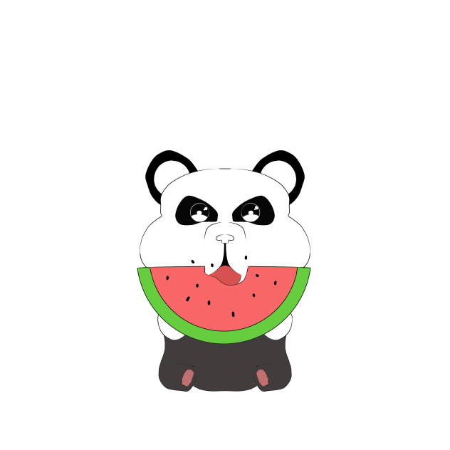 summer panda with watermelon